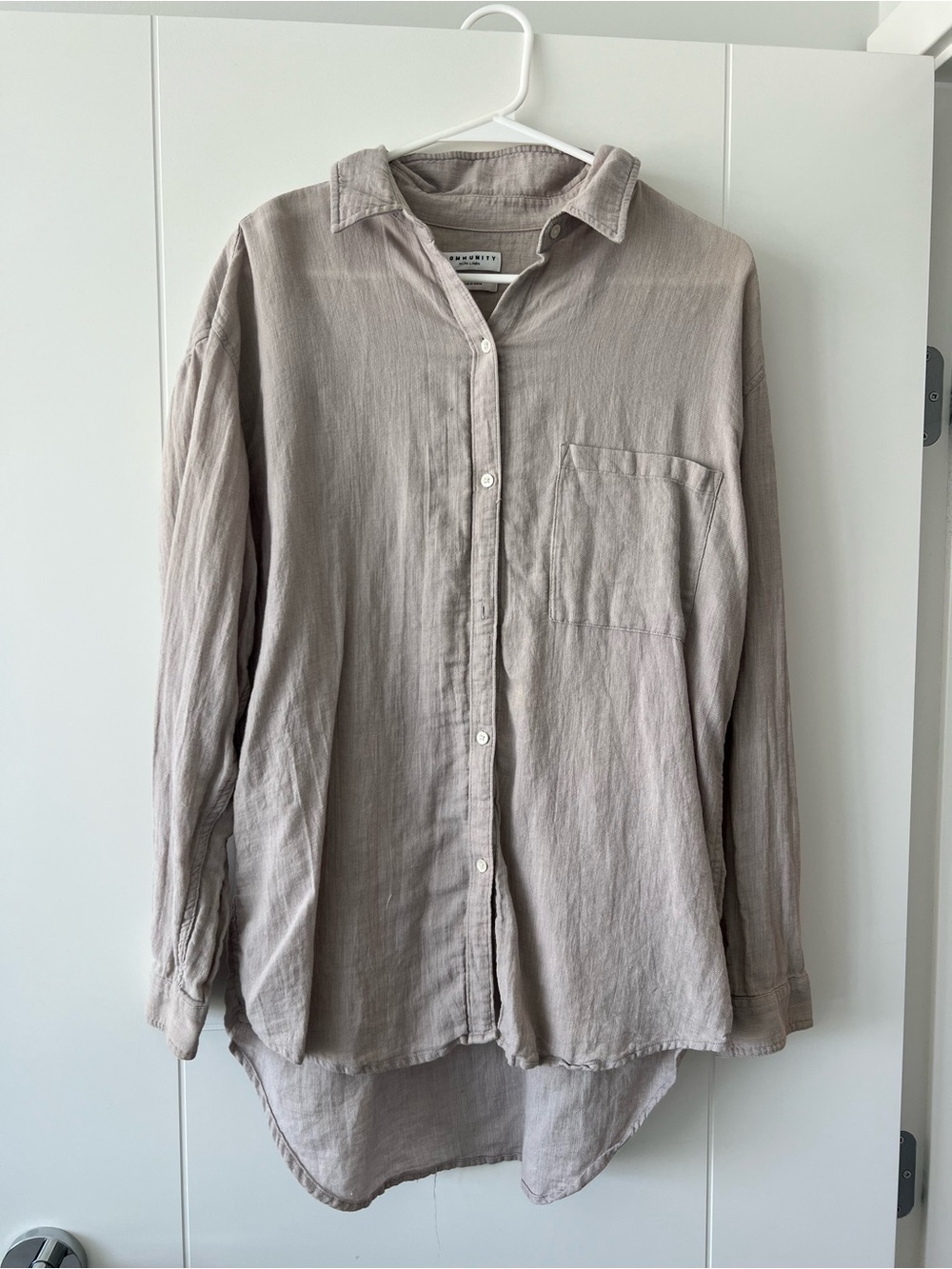 Aritzia Light Taupe Button-Down Casual Shirt